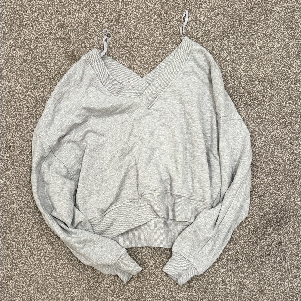 Aerie Gray V-Neck Sweater
